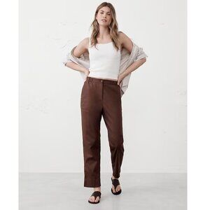 Tapered Linen-Blend Pull-On Pant - Dark Oak